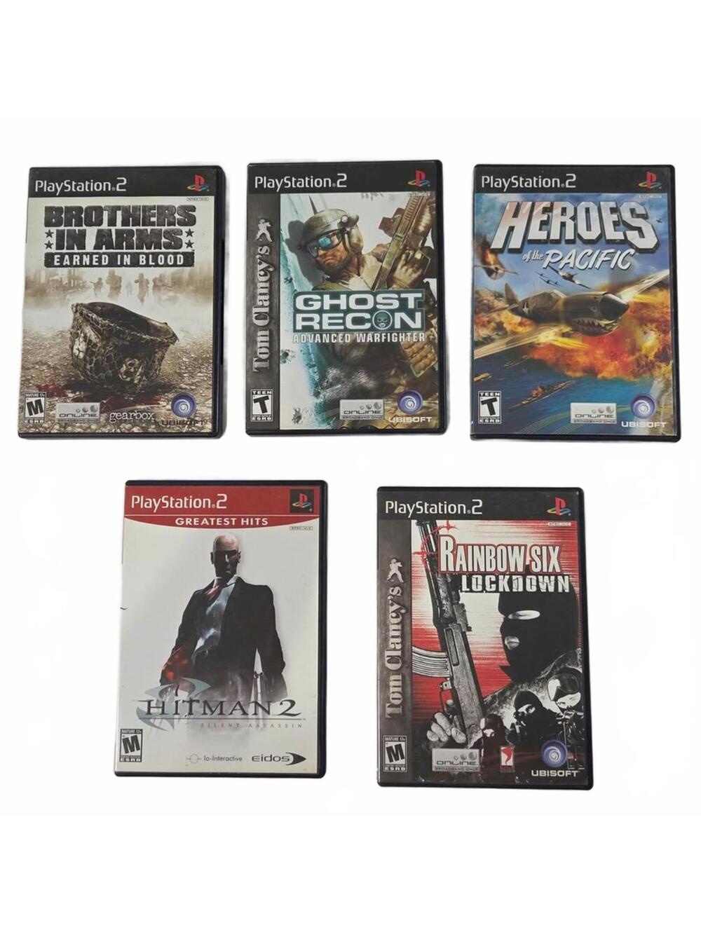 PS2 Games: Brothers in Arms, Ghost Recon, Hitman 2, Rainbow Six, Heroes Pacific